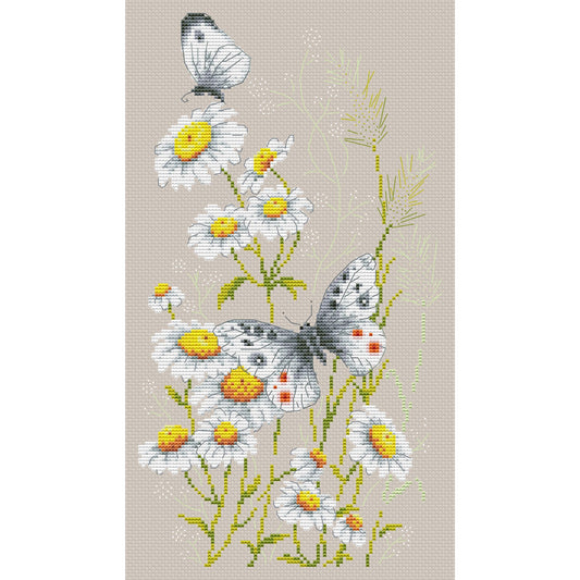 Daisies and Butterfly cross stitch digital pattern |Instant download cross-stitch |Printable flower pattern
