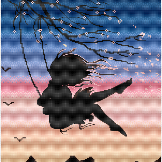 Happy Morning silhouette cross stitch pattern, cross stitch PDF, instant download
