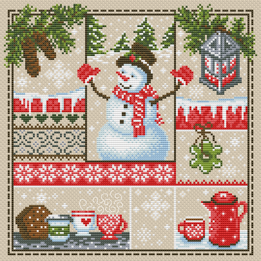 Christmas cross stitch sampler, Winter primitive sampler, Christmas cross stitch, Christmas Sampler Cross Stitch Pattern, X Stitch Chart, Snowman Cross Stitch Embroidery