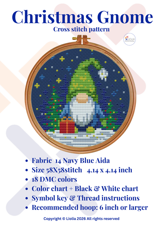 Christmas Gnome Cross Stitch Pattern - Digital Download