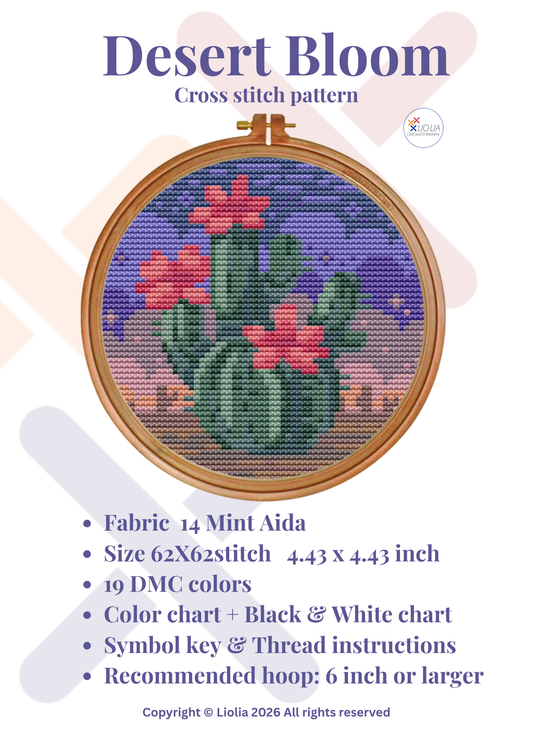 🌵 Desert Bloom Cross-Stitch Pattern