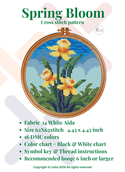 Spring Bloom — Daffodil Cross Stitch Pattern