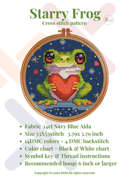 Starry Frog — Free Cross Stitch Pattern PDF
