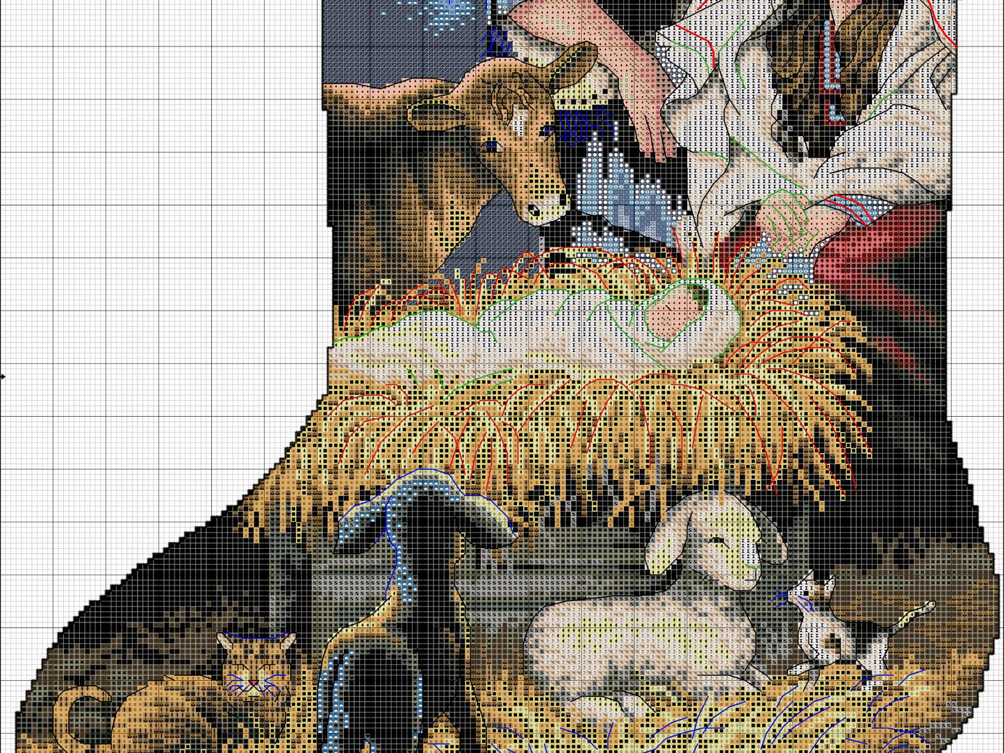 Christmas Stocking Holy nativity | PDF Counted cross stitch pattern | Christmas Digital cross stitch chart | Nativity PDF cross stitch patterns Eve | PDF cross stitch pattern