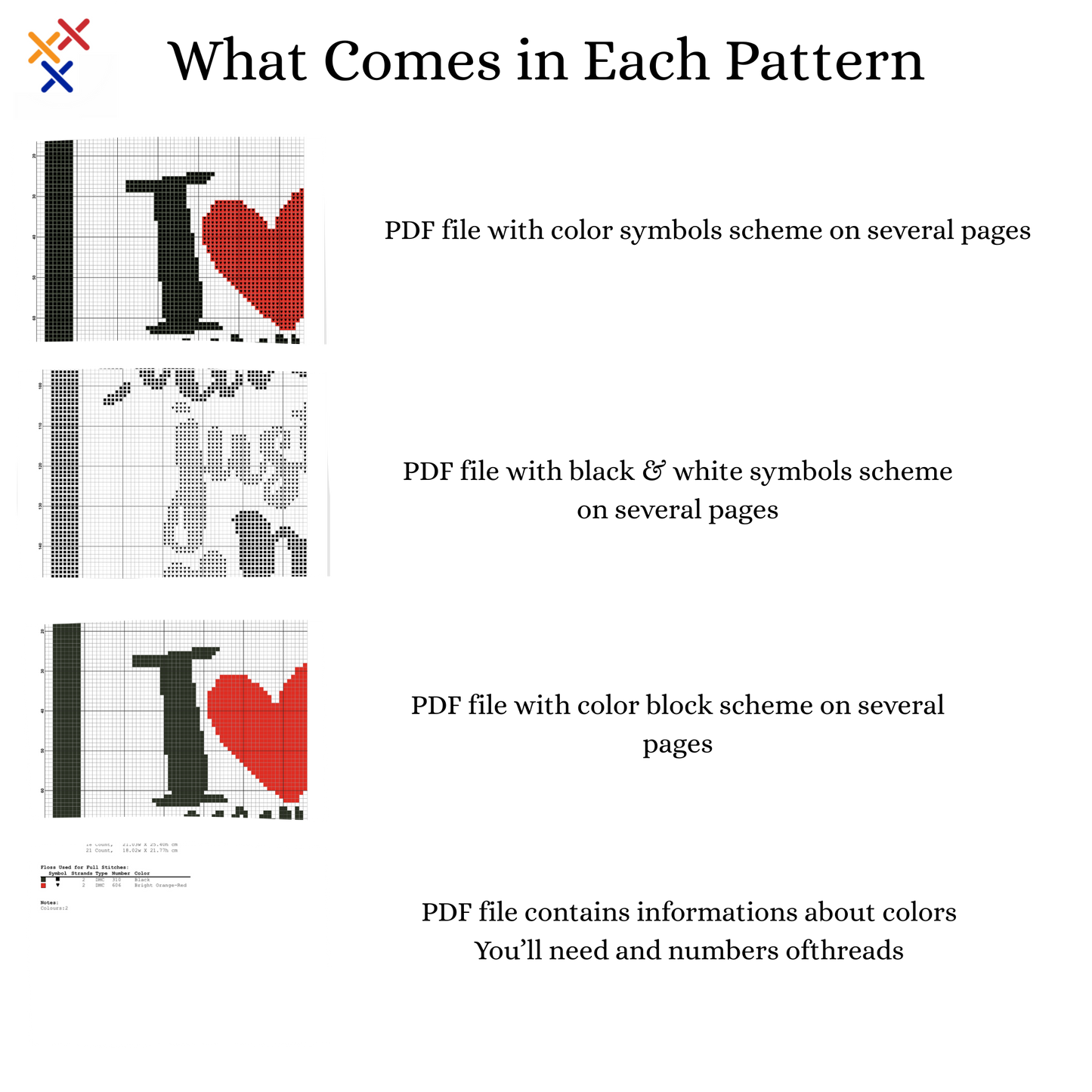 I Love you cross stitch pattern | Beginner friendly |Instant PDF Download