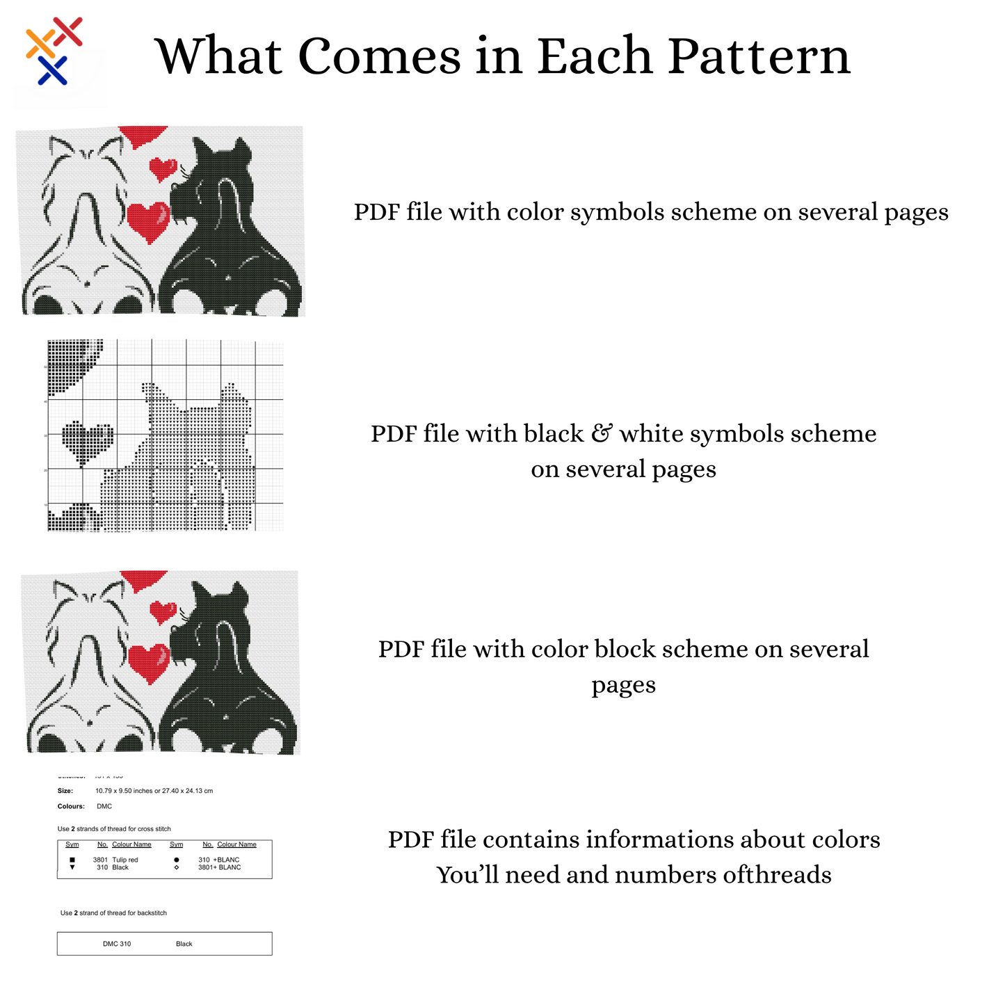 Puppy Love cross stitch pattern, gift for dog or puppy lover, simple quick counted cross stitch, instant download PDF