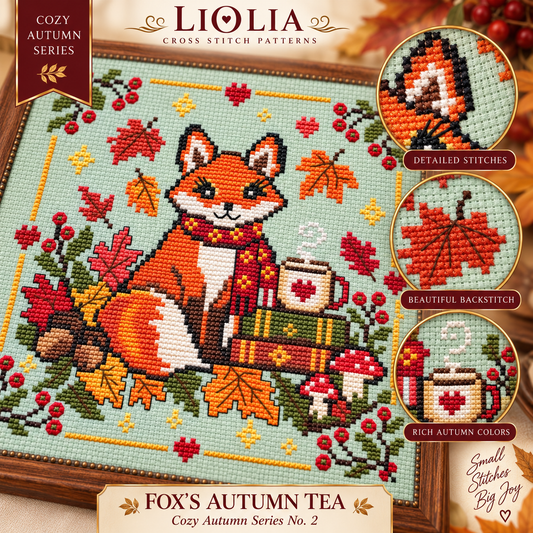 Fox’s Autumn Tea Cross Stitch Pattern PDF