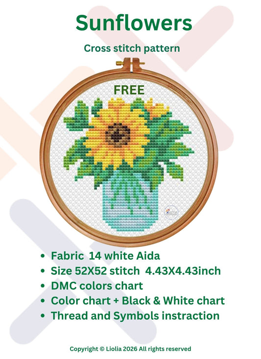 Little Sunflower Cross Stitch Pattern — FREE Instant PDF Download