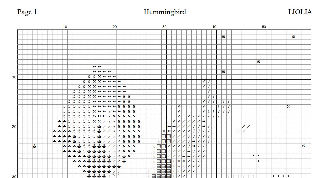 Hummingbird Cross Stitch Pattern. Floral cross stitch design
