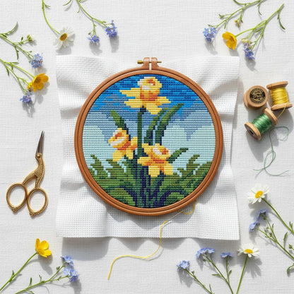 Spring Bloom — Daffodil Cross Stitch Pattern