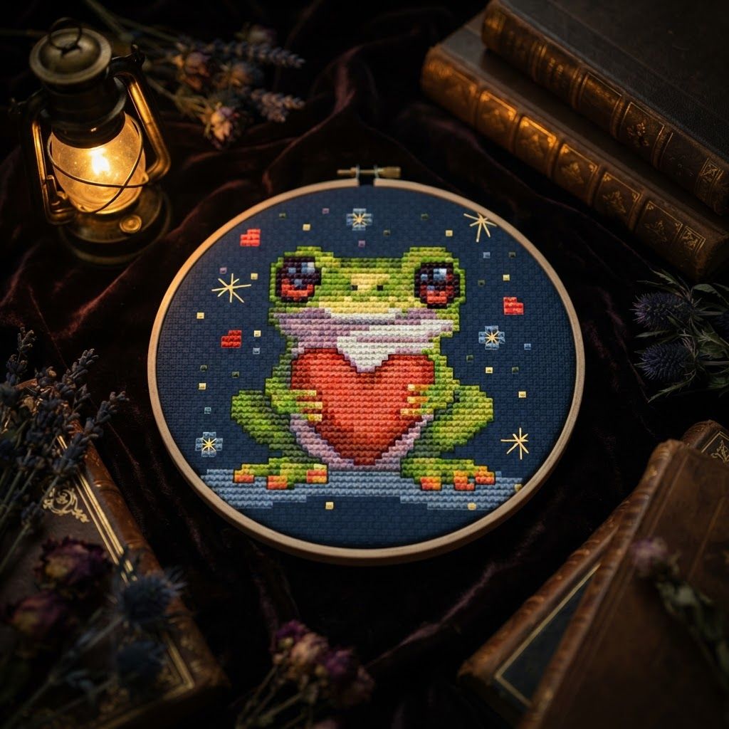 Starry Frog — Free Cross Stitch Pattern PDF