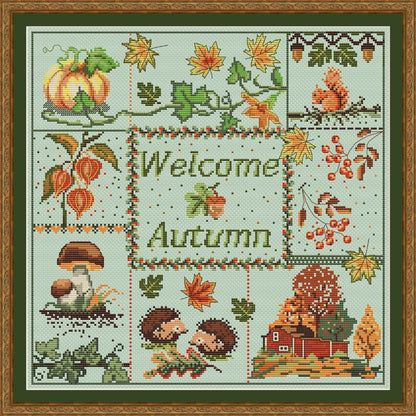 Welcome Autumn Sampler | Cross Stitch Pattern PDF | Modern Sampler | Instant Download