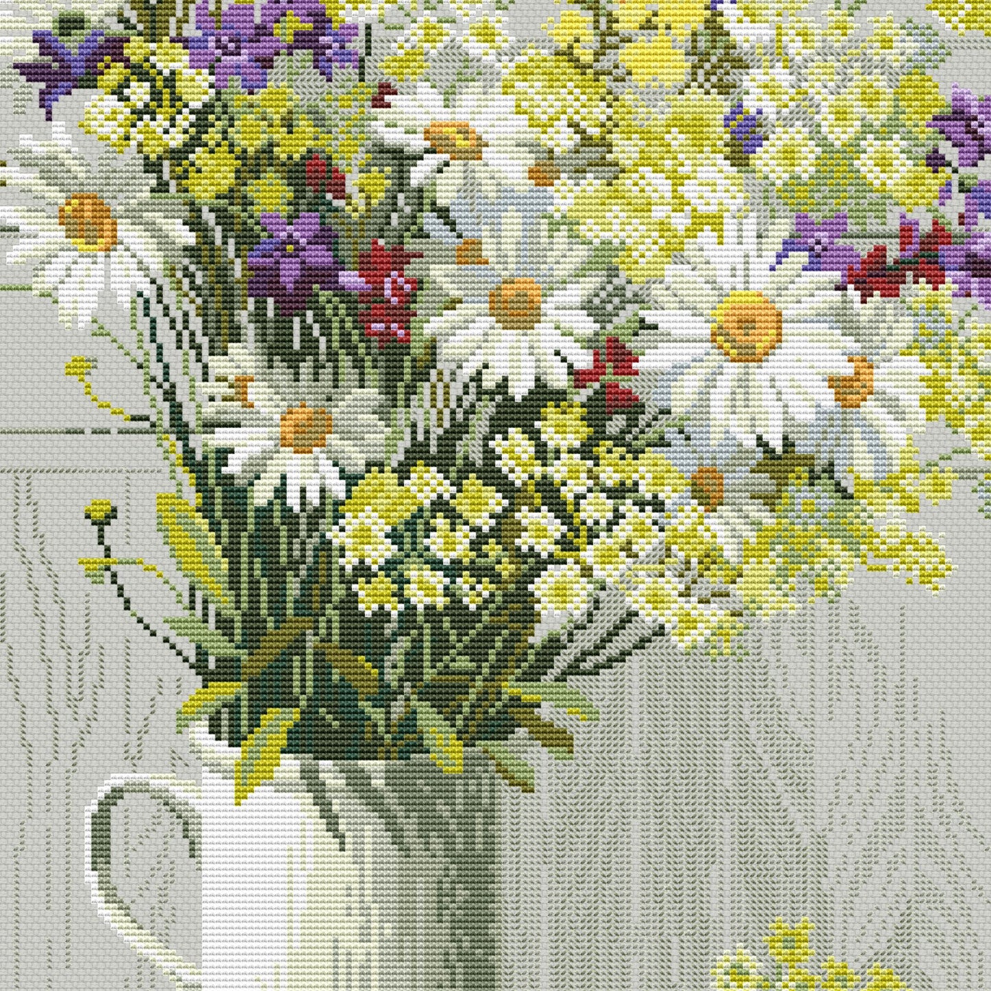 Daisies Counted cross stitch pattern | Spring flowers Digital cross stitch chart | Modern flower embroidery| Daisy floral stitching