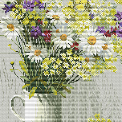 Daisies Counted cross stitch pattern | Spring flowers Digital cross stitch chart | Modern flower embroidery| Daisy floral stitching