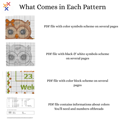 Owl Cross Stitch Pattern PDF - Baby Birth Announcement Sampler - Instant Download