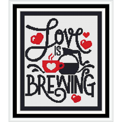 Love and Coffee cross stitch pattern | Cross Stitch Pattern PDF Downloadable Needlework Chart Digital Download