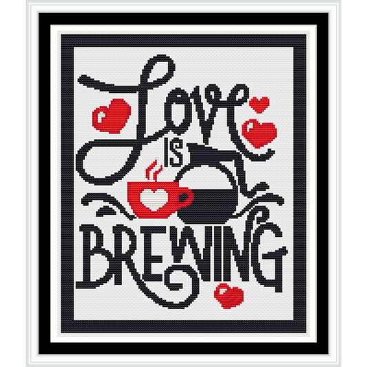 Love and Coffee cross stitch pattern | Cross Stitch Pattern PDF Downloadable Needlework Chart Digital Download