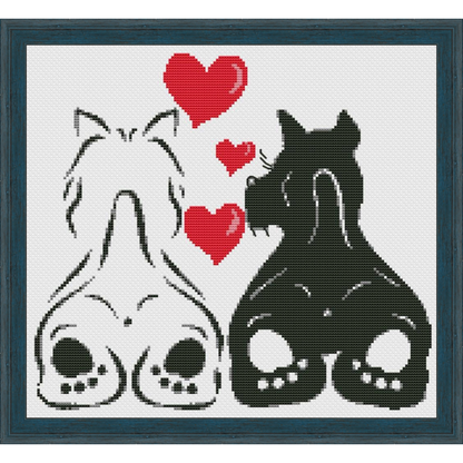 Puppy Love cross stitch pattern, gift for dog or puppy lover, simple quick counted cross stitch, instant download PDF