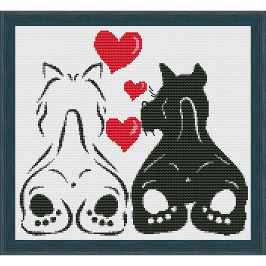 Puppy Love cross stitch pattern, gift for dog or puppy lover, simple quick counted cross stitch, instant download PDF