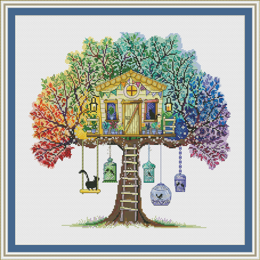 Cat House Cross Stitch Pattern | Modern Cross Stitch | Digital Download | Pet Lover Gift | Pattern Keeper PDF