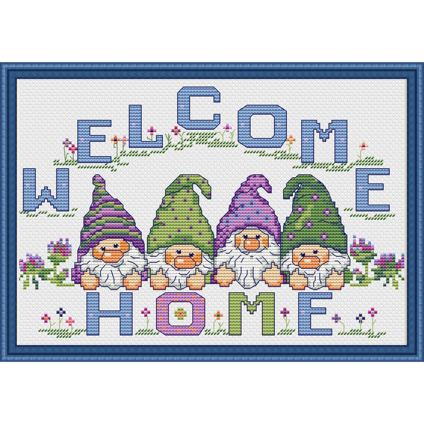 Welcome Home Gnomes Cross Stitch PDF | Instant Download | Cute Counted Cross Stitch Chart | Modern Cross Stitch