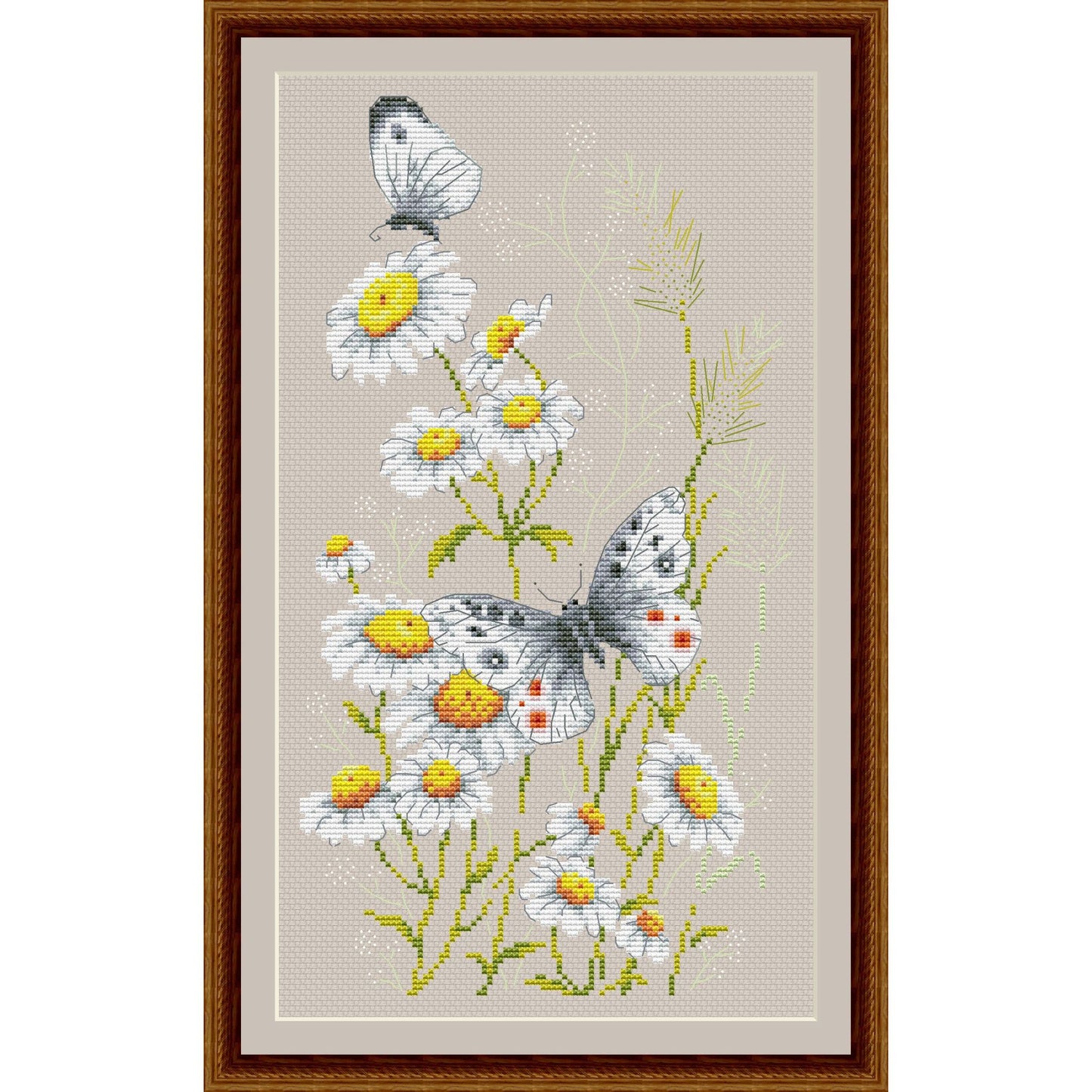 Daisies and Butterfly cross stitch digital pattern |Instant download cross-stitch |Printable flower pattern