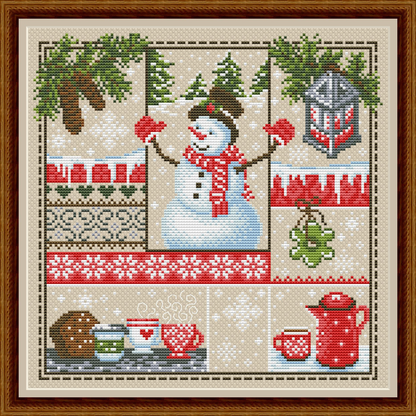 Christmas cross stitch sampler, Winter primitive sampler, Christmas cross stitch, Christmas Sampler Cross Stitch Pattern, X Stitch Chart, Snowman Cross Stitch Embroidery