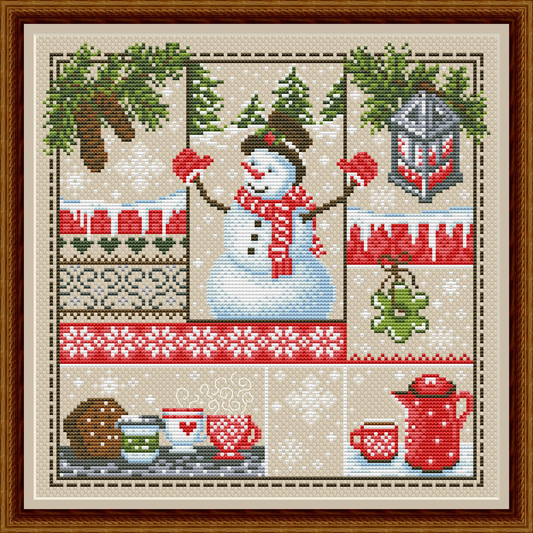 Christmas cross stitch sampler, Winter primitive sampler, Christmas cross stitch, Christmas Sampler Cross Stitch Pattern, X Stitch Chart, Snowman Cross Stitch Embroidery
