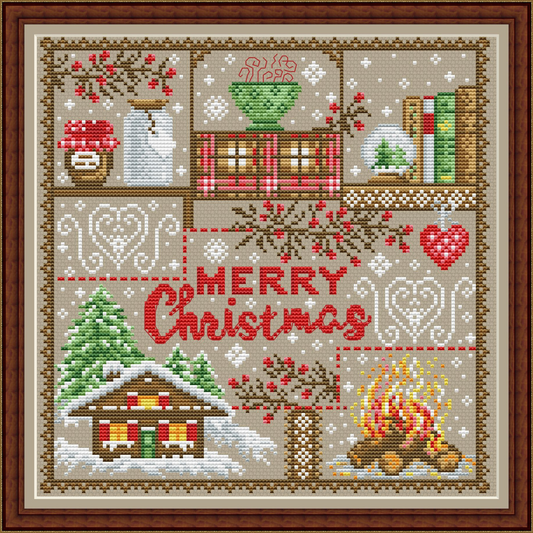 Merry Christmas cross stitch sampler, Winter primitive sampler, Christmas cross stitch, Christmas Sampler Cross Stitch Pattern, X Stitch Chart, Snowman Cross Stitch Embroidery