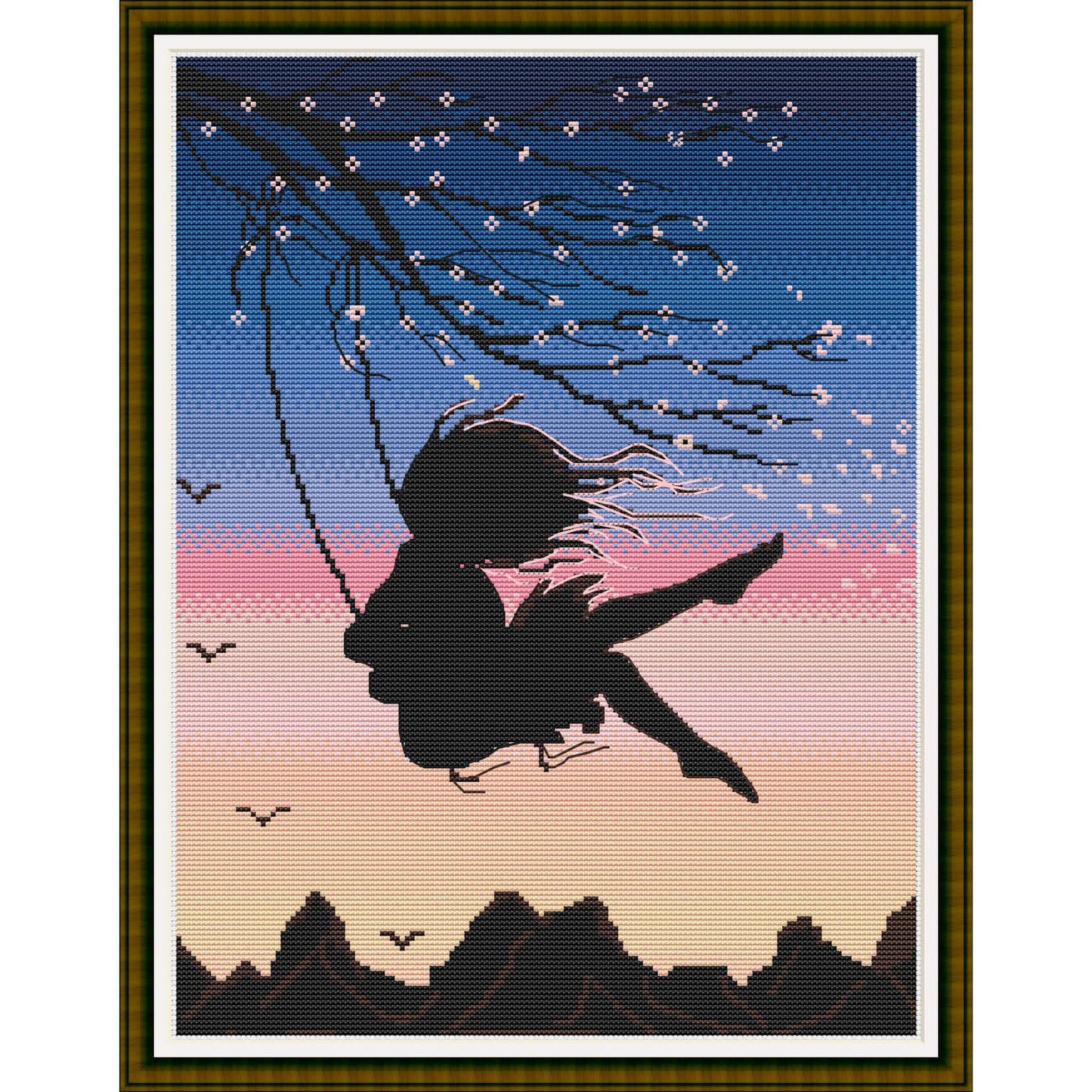 Happy Morning silhouette cross stitch pattern, cross stitch PDF, instant download