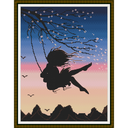 Happy Morning silhouette cross stitch pattern, cross stitch PDF, instant download