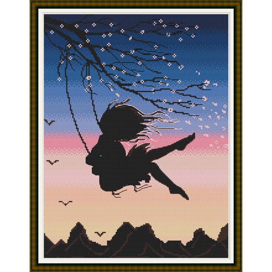 Happy Morning silhouette cross stitch pattern, cross stitch PDF, instant download