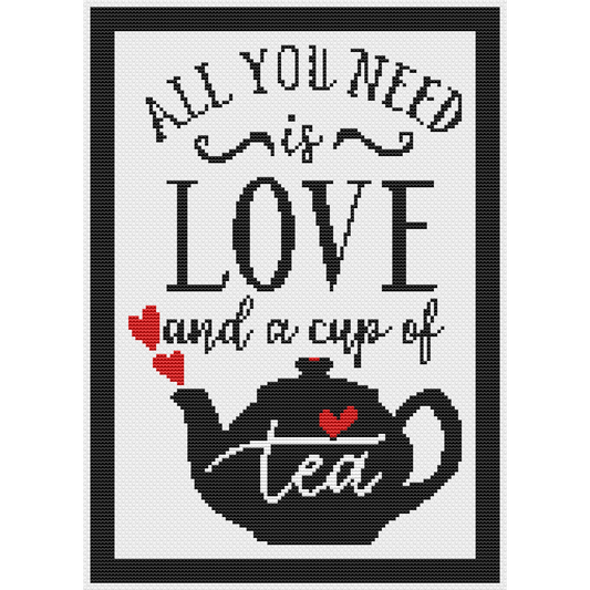 Love Tea Cross Stitch Pattern | PDF Instant Download |Modern Cross Stitch Pattern