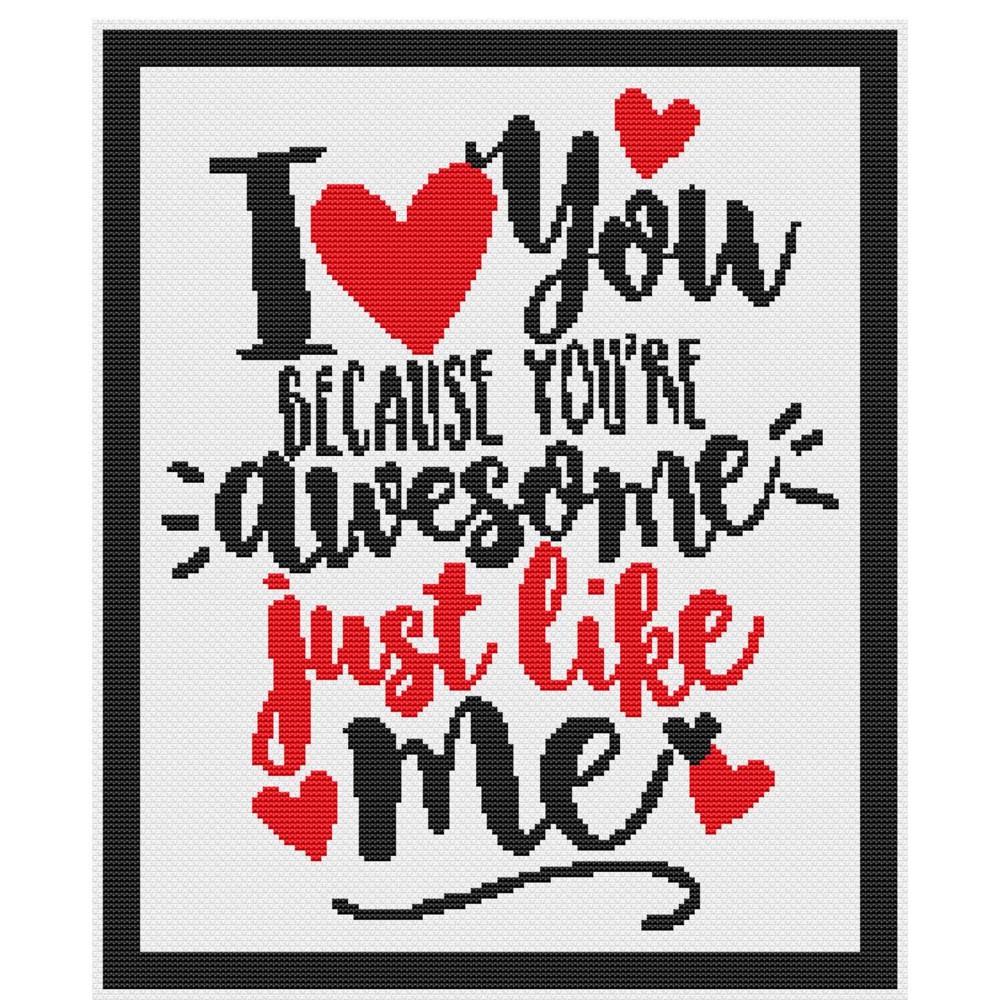 I Love you cross stitch pattern | Beginner friendly |Instant PDF Download