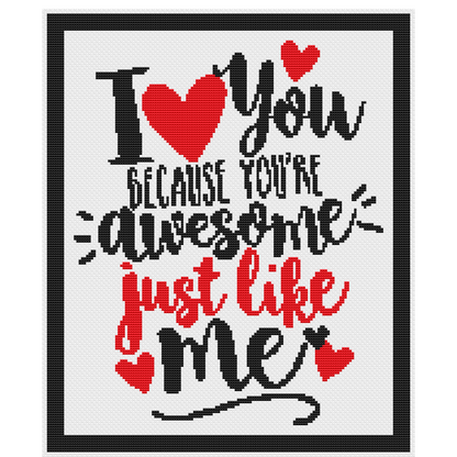 I Love you cross stitch pattern | Beginner friendly |Instant PDF Download