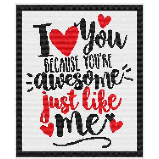 I Love you cross stitch pattern | Beginner friendly |Instant PDF Download
