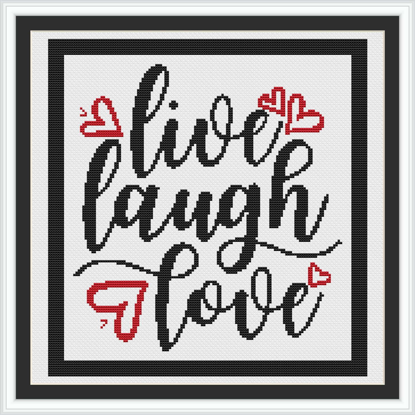 Live Laugh Love cross stitch pattern | Digital PDF Instant Download |Easy Beginner Pattern
