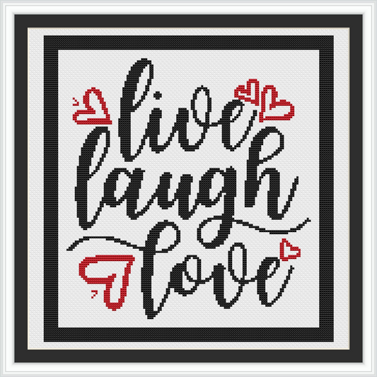 Live Laugh Love cross stitch pattern | Digital PDF Instant Download |Easy Beginner Pattern