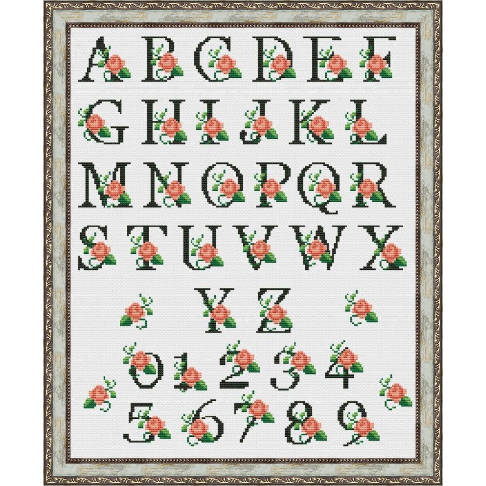 Floral Alphabet Cross Stitch Pattern | Complete A-Z & Numbers | Instant Download PDF