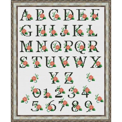 Floral Alphabet Cross Stitch Pattern | Complete A-Z & Numbers | Instant Download PDF