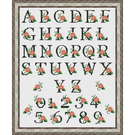 Floral Alphabet Cross Stitch Pattern | Complete A-Z & Numbers | Instant Download PDF