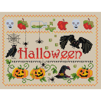 Halloween cross stitch pattern Spooky cross stitch Bat cross stitch Pumpkin cross stitch Ghost embroidery