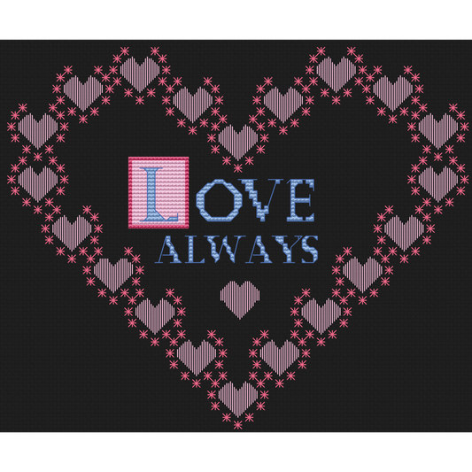 Cross stitch pattern Heart Sampler, romantic cross stitch, monochrome embroidery, PDF, printable cross stitch chart, sampler cross stitch