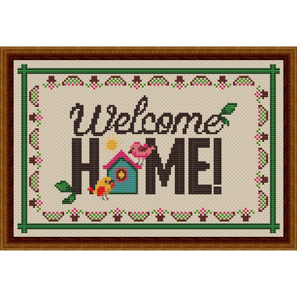 Welcome Home Cross Stitch PDF | Instant Download | Cute Counted Cross Stitch Chart