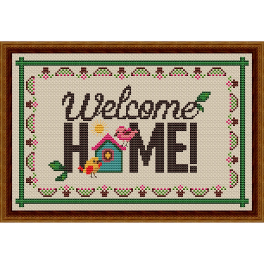 Welcome Home Cross Stitch PDF | Instant Download | Cute Counted Cross Stitch Chart