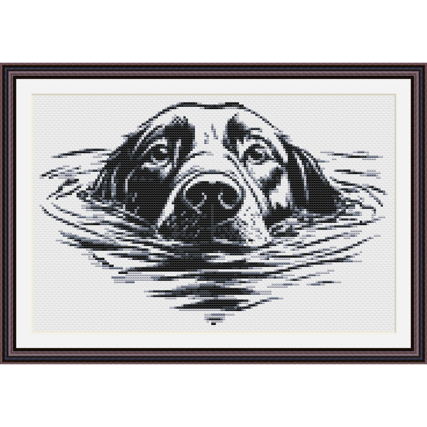 Swimming Dog Counted Cross-Stitch Pattern, Dog Cross Stitch Pattern, Monochrome Cross Stitch, Instant PDF Download