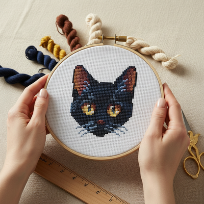 Luna — Black Cat Cross Stitch Pattern