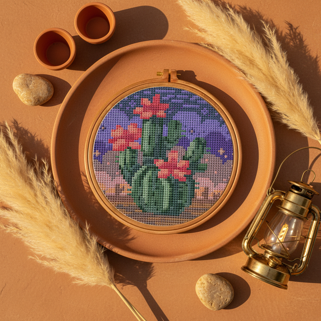 🌵 Desert Bloom Cross-Stitch Pattern