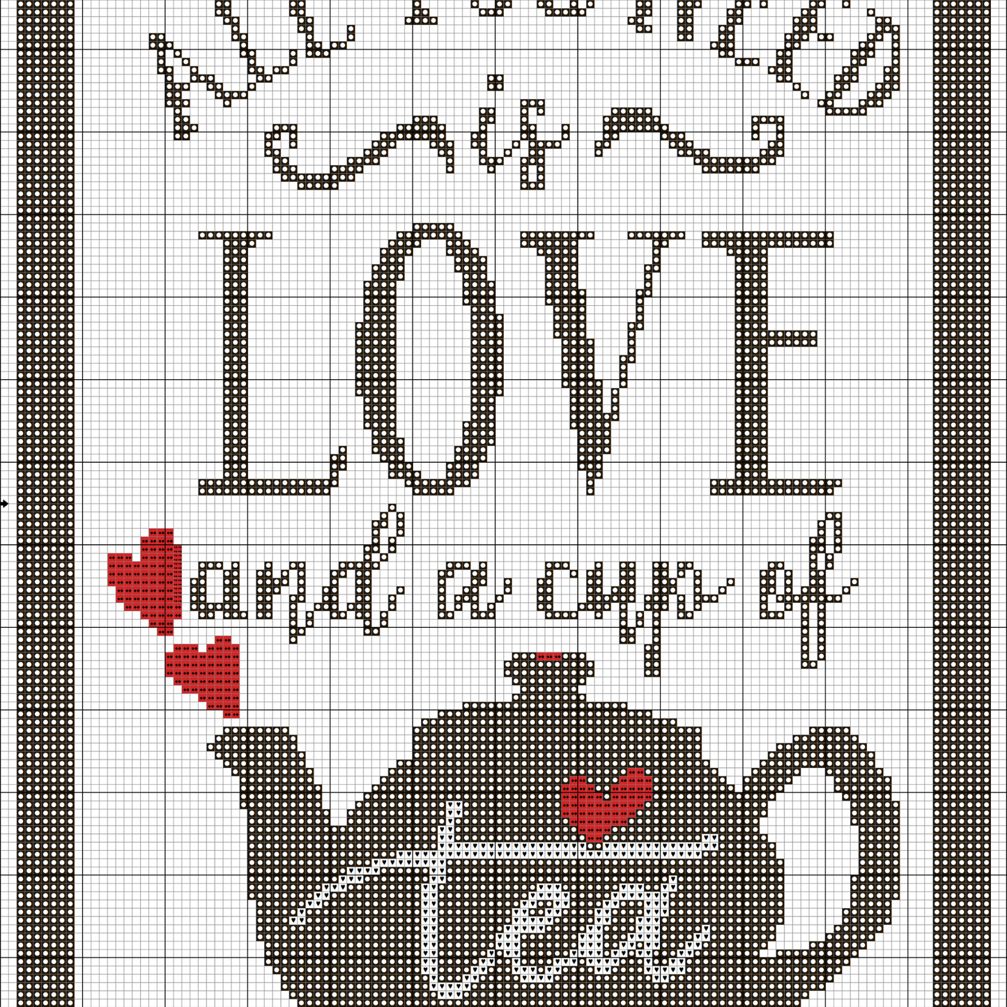 Love Tea Cross Stitch Pattern | PDF Instant Download |Modern Cross Stitch Pattern