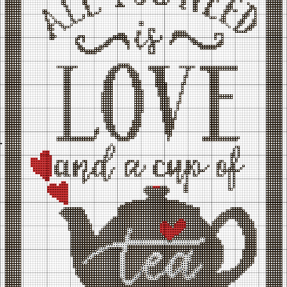Love Tea Cross Stitch Pattern | PDF Instant Download |Modern Cross Stitch Pattern